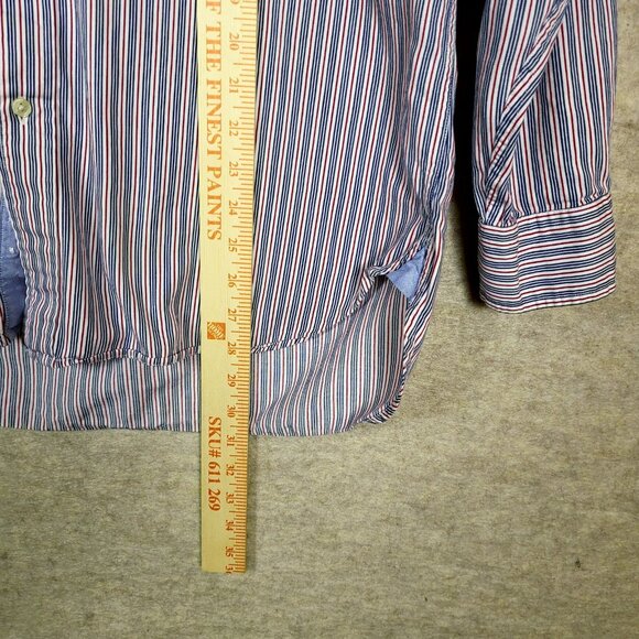 Vintage Tommy Hilfiger Button Down, Men's Large Red White Blue‎ Stripe - Picture 11 of 15